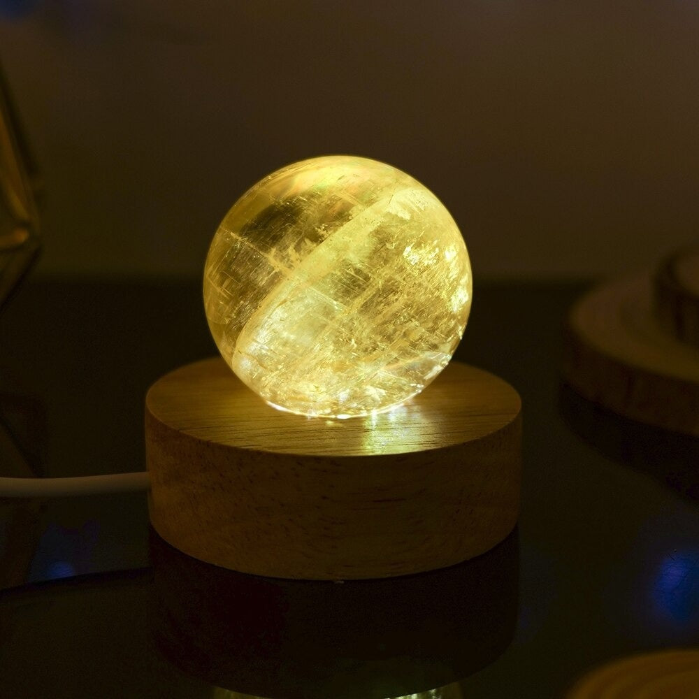 Yellow Calcite Crystal Ball Lamp