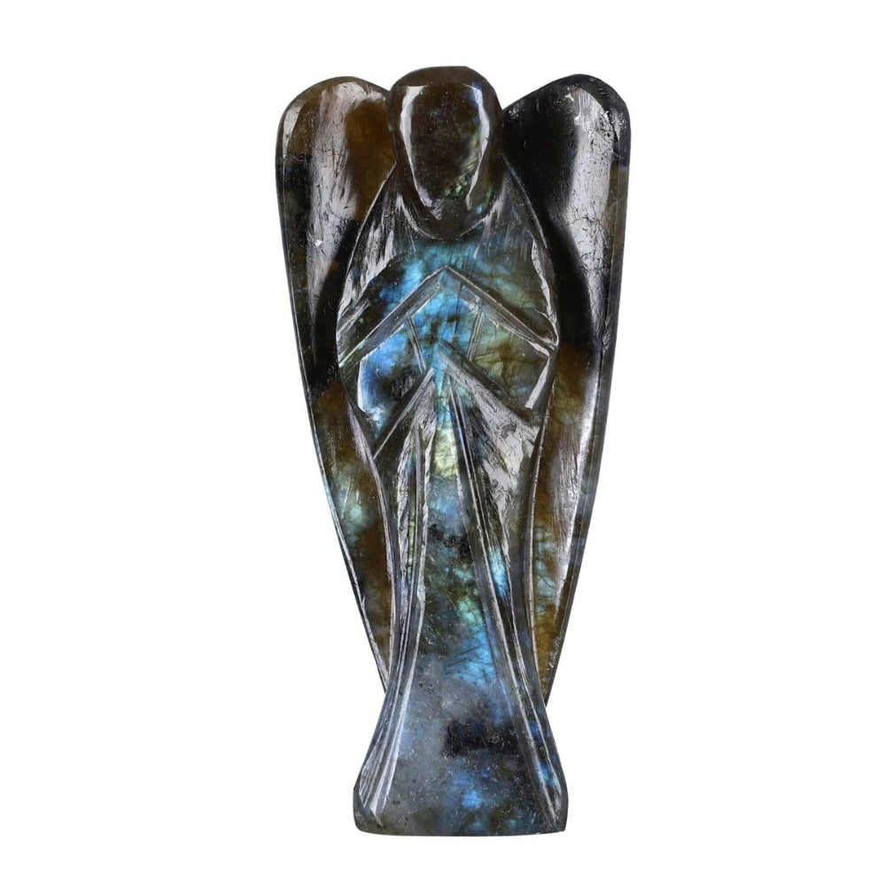 Hand Carved Labradorite Crystal Angel Figurine