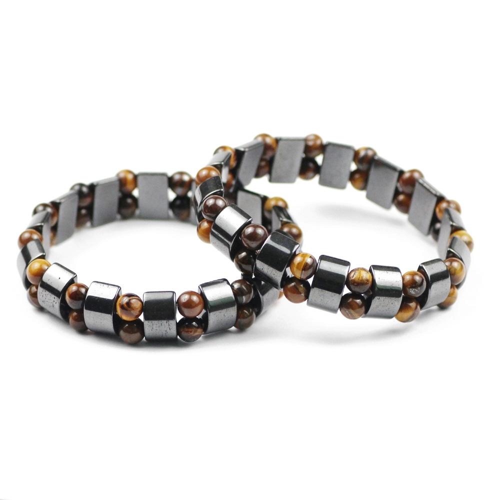 Hematite Tiger's Eye Stone Charm Bracelet