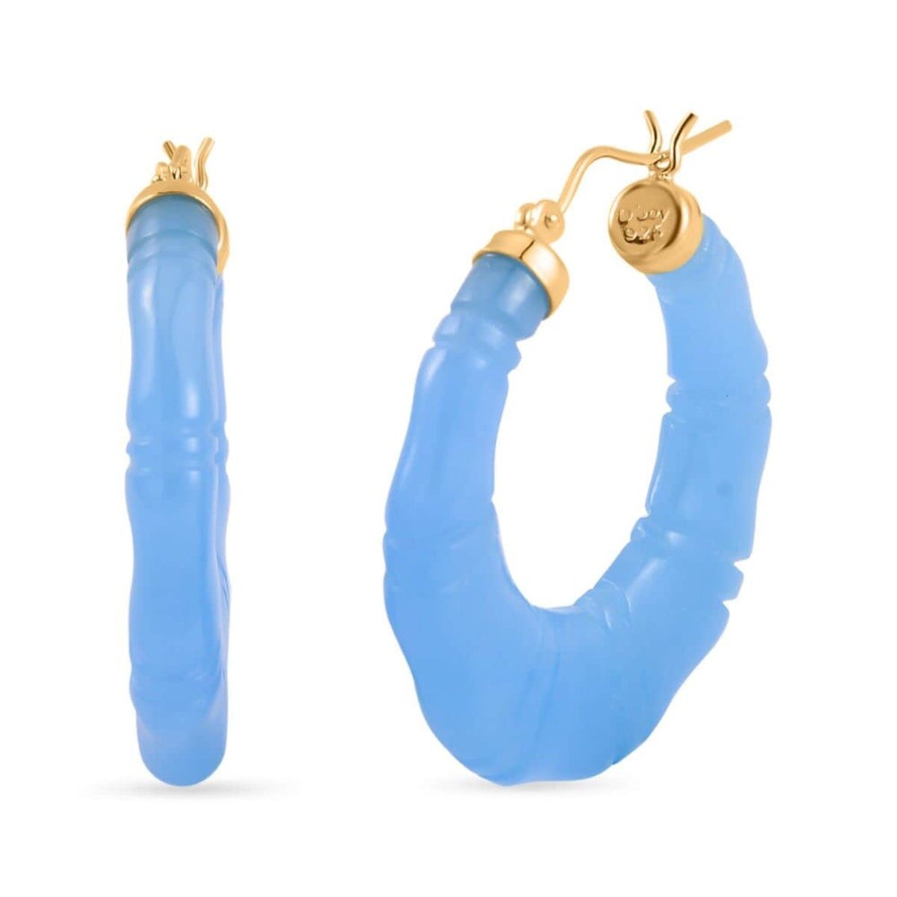 Jade Stone Carved Hoop Earrings