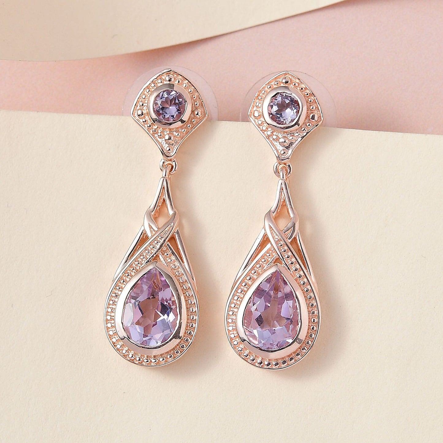EverTrue Rose De France Amethyst Earrings — Elegant Grace & Healing Energy