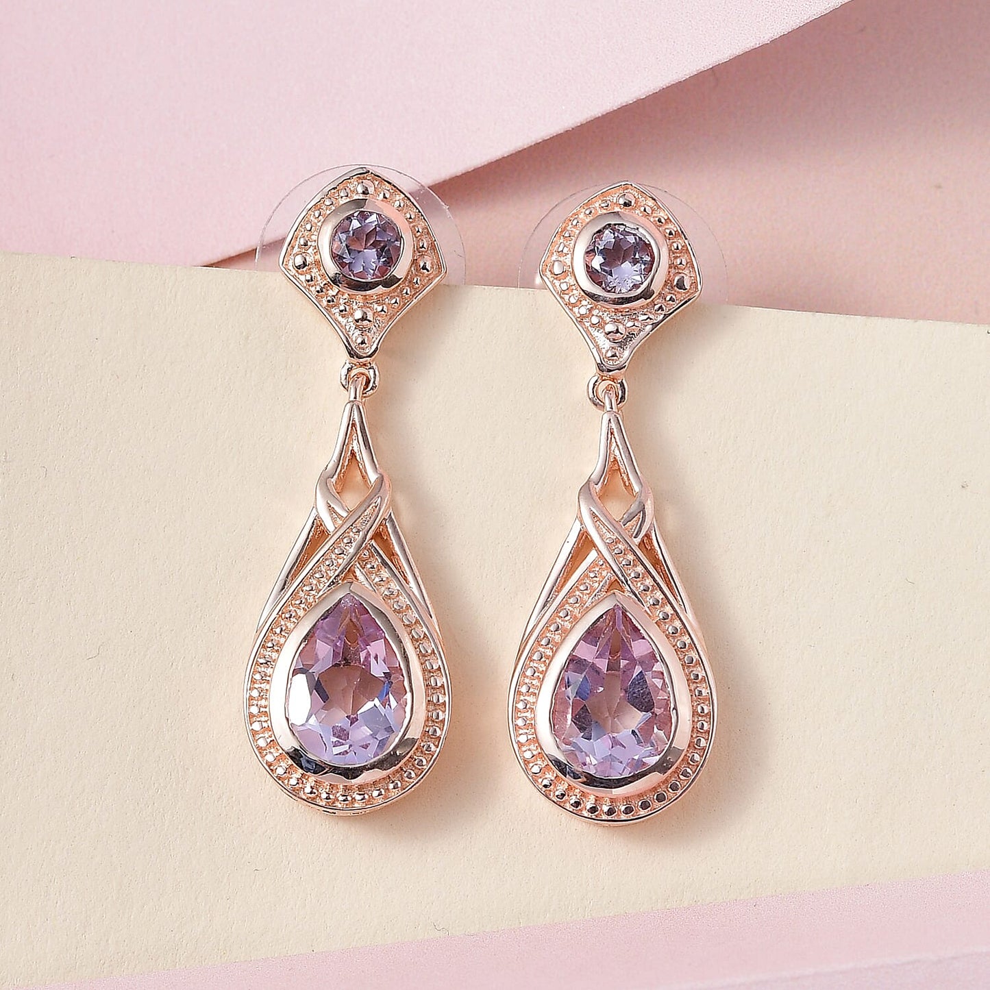 EverTrue Rose De France Amethyst Earrings — Elegant Grace & Healing Energy