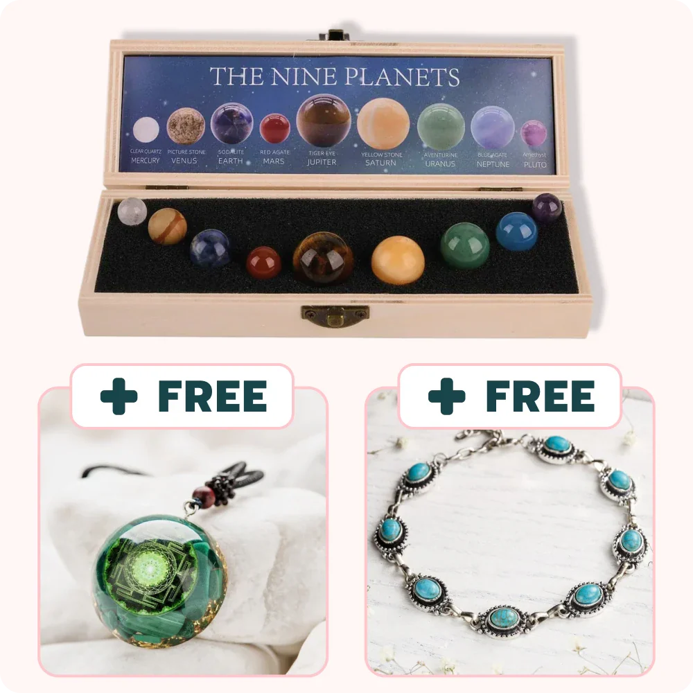 9 Planets Energy Set + FREE Orgonite Protection Necklace & Bohemian Turquoise Anklet