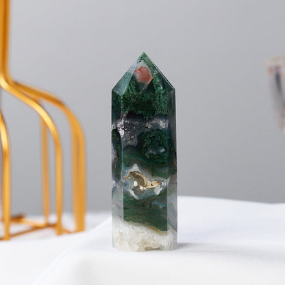 Green Moss Agate Crystal Point