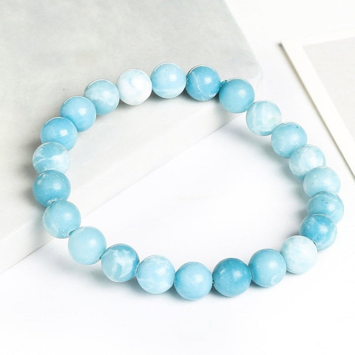 Oceanic Blue Larimar Bead Bracelet