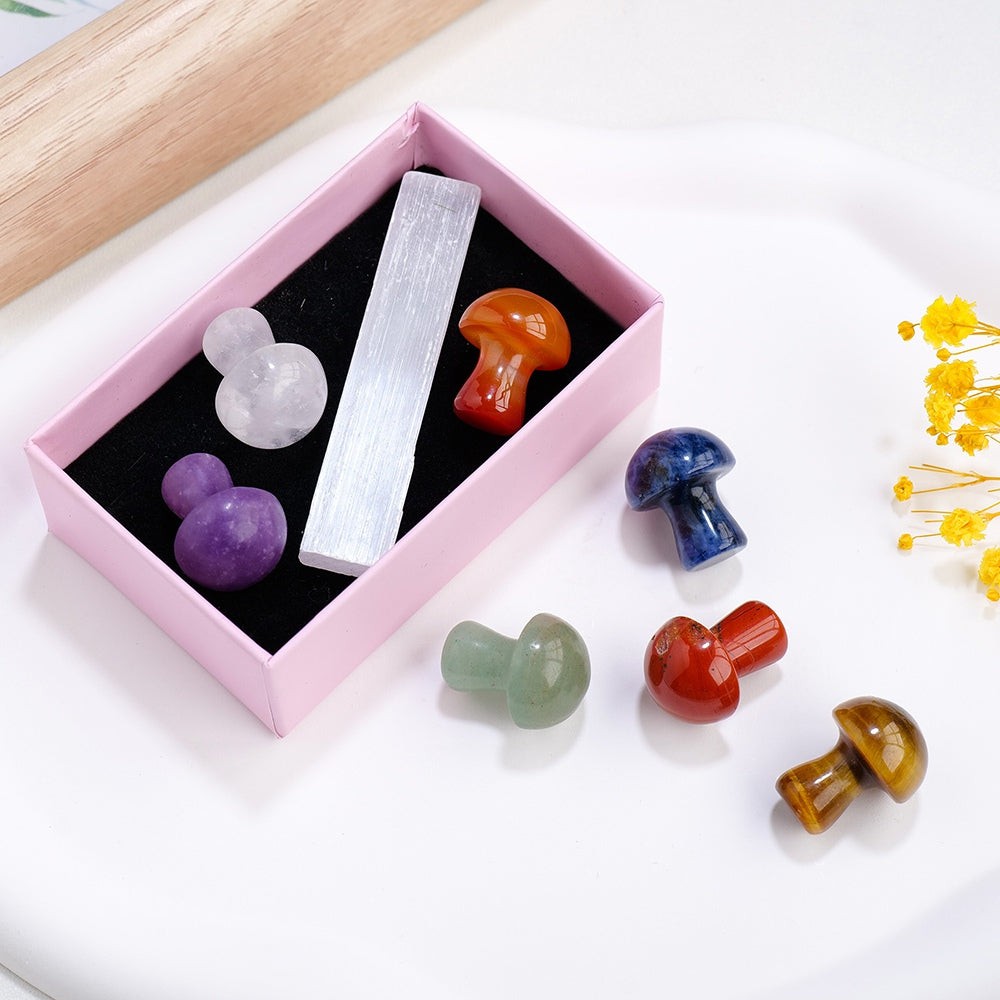 Chakra Crystal Mushrooms Set