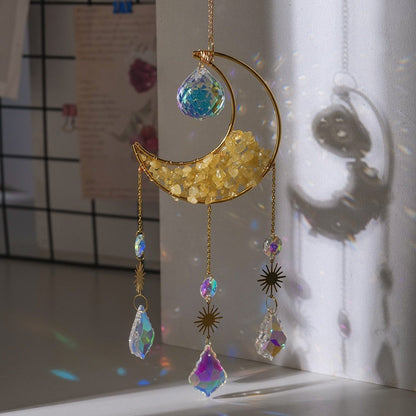 Crescent Moon Gemstones Wind Chime