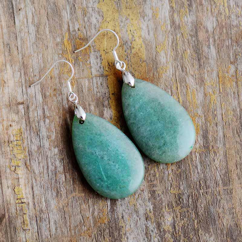 Natural Gemstone Drop Earrings