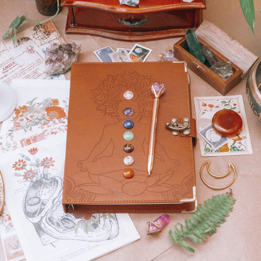 Mindful Notebook with Amethyst Crystal Pen