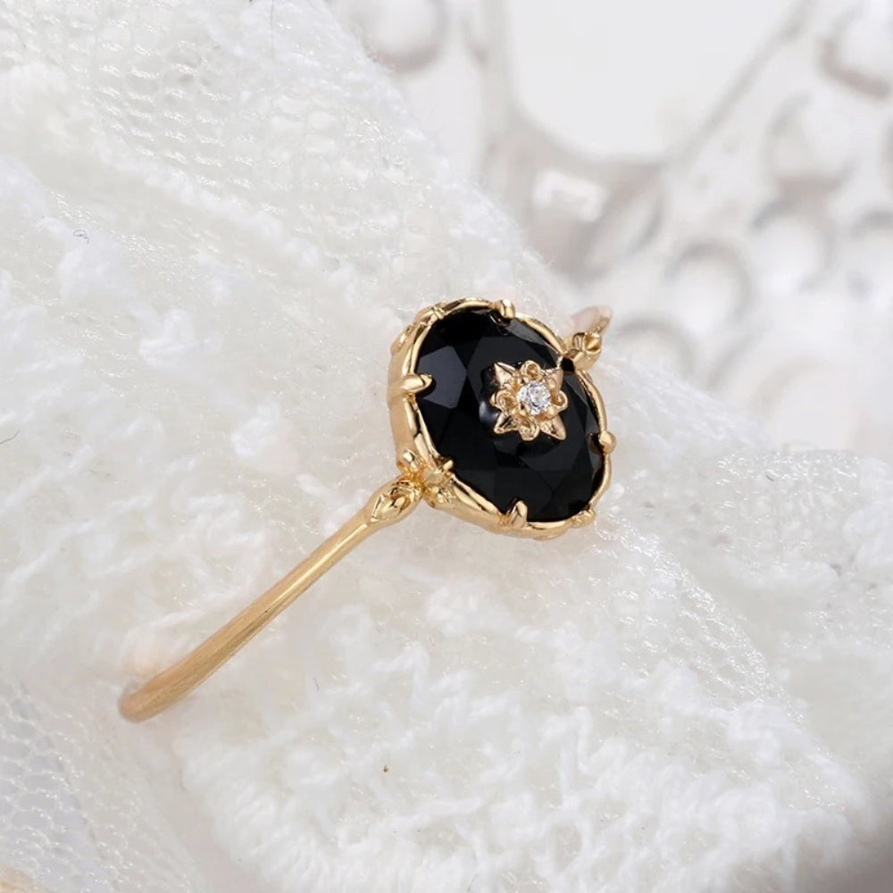 Vintage Black Agate Ring