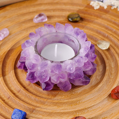 Purple Amethyst Crystal Candle Holder