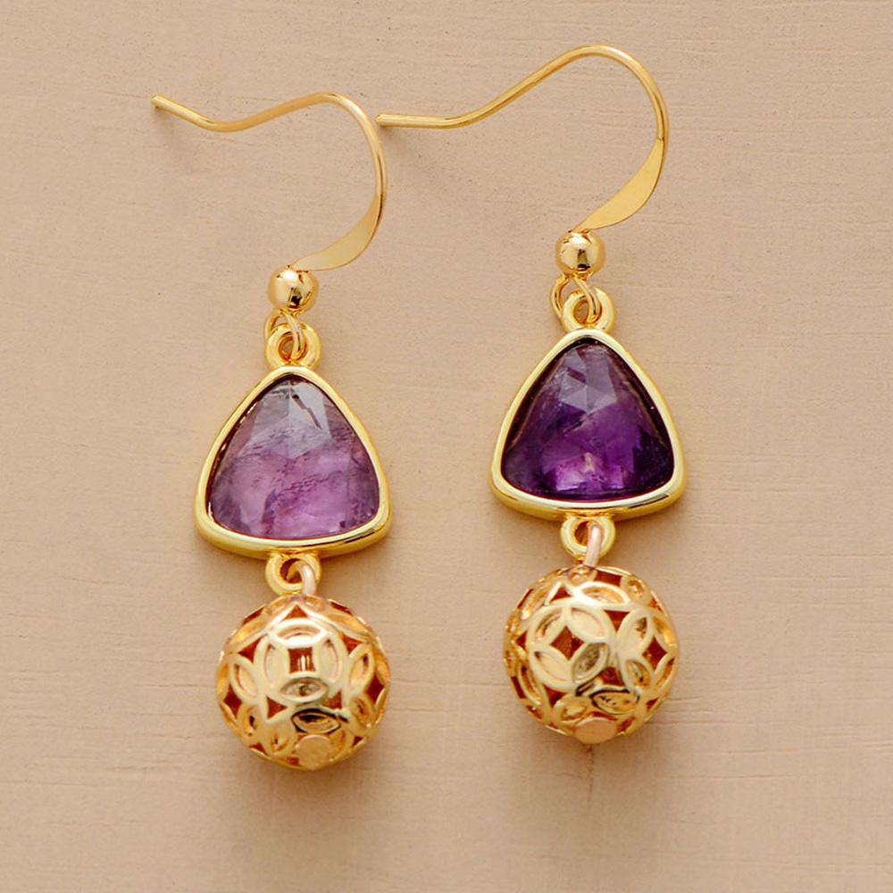 Amethyst Gold Dangle Earrings