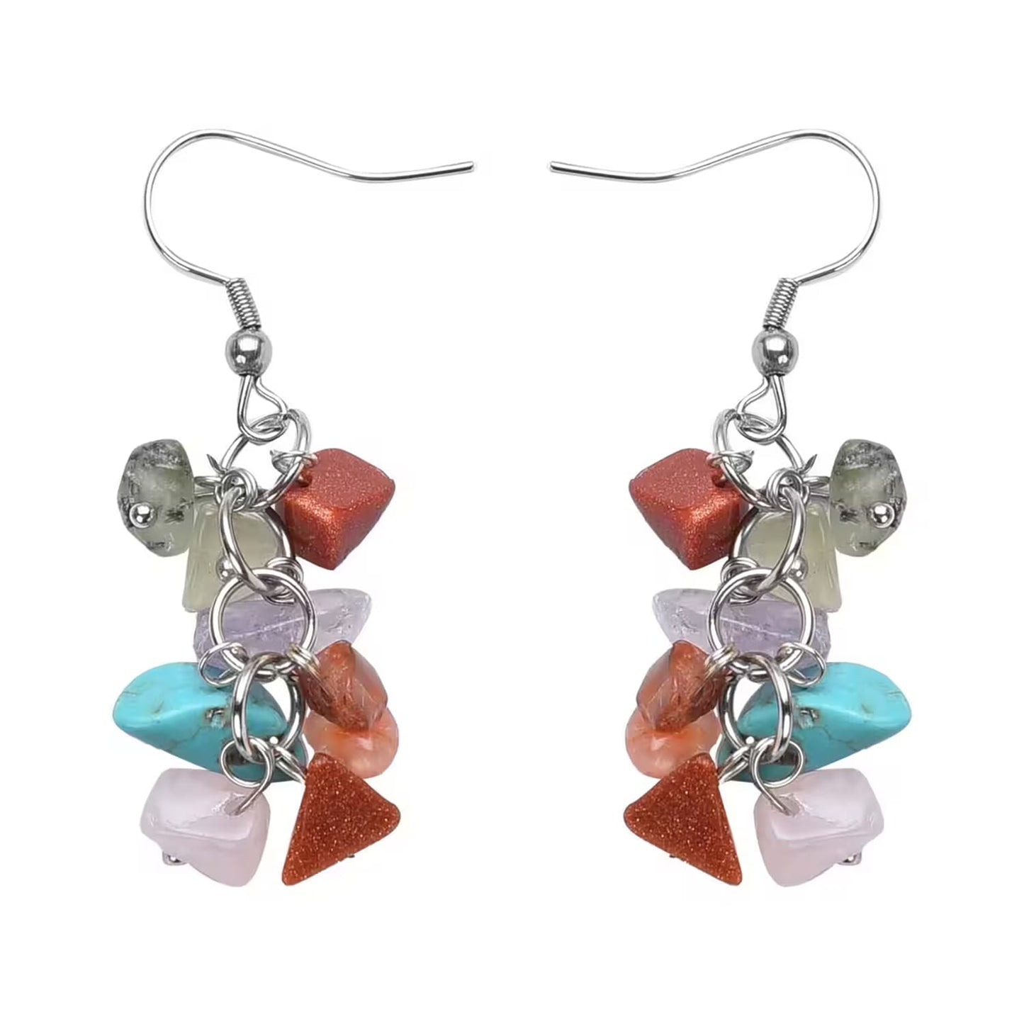 Boho Gemstone Jewelry Set – Necklace, Bracelet & Earrings