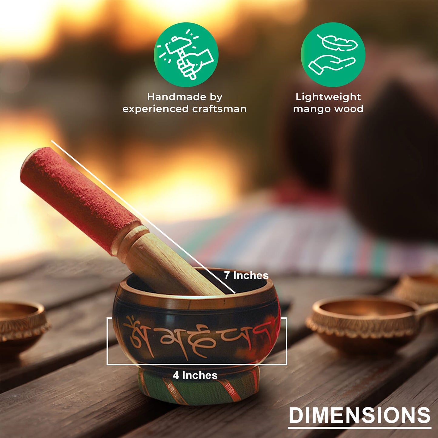 Handcrafted Tibetan Singing Bowl Set - Sound Healing for All Your Rituals