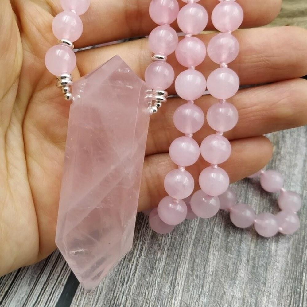 Natural Rose Quartz Bead Necklace