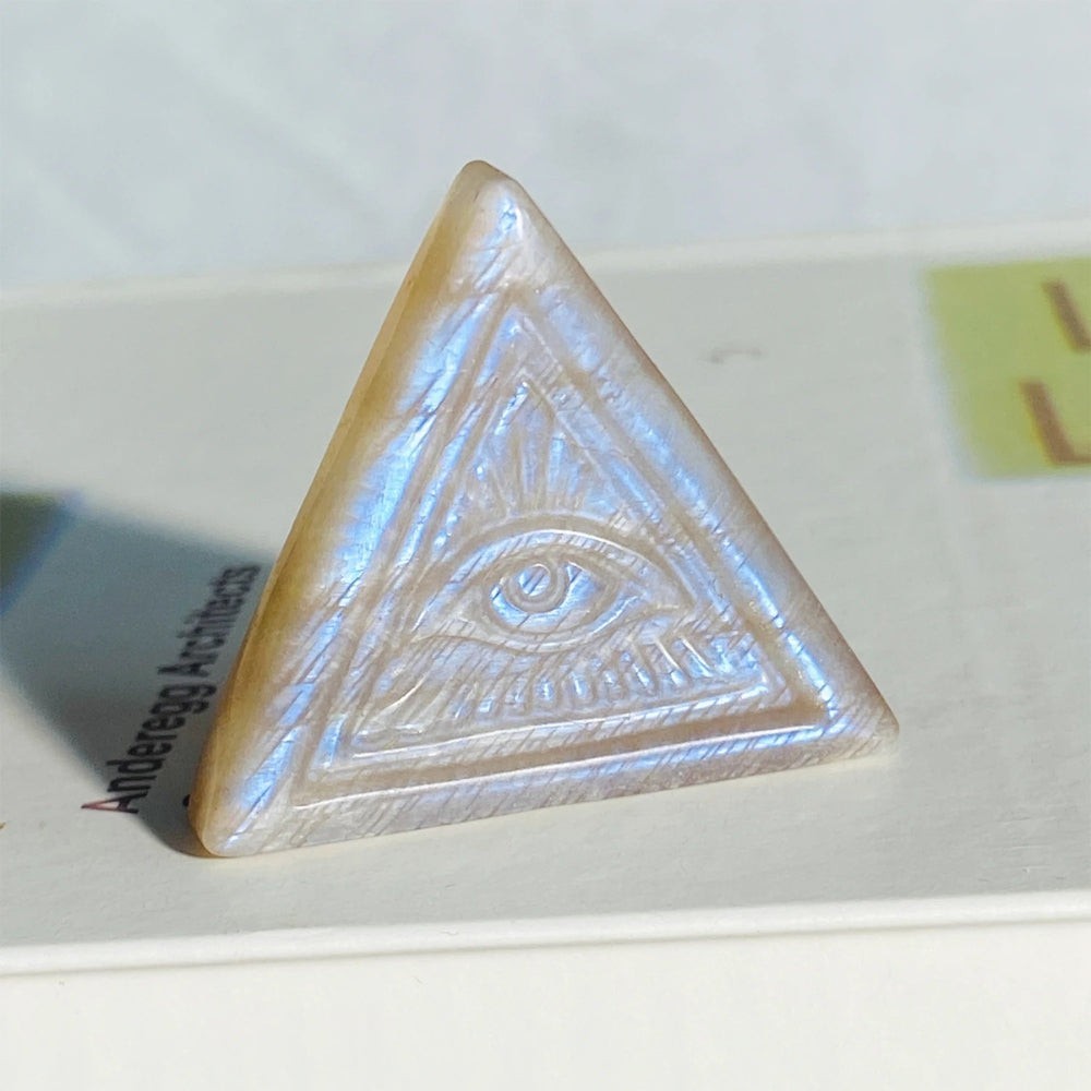 Natural White Moonstone Evil Eye Carving