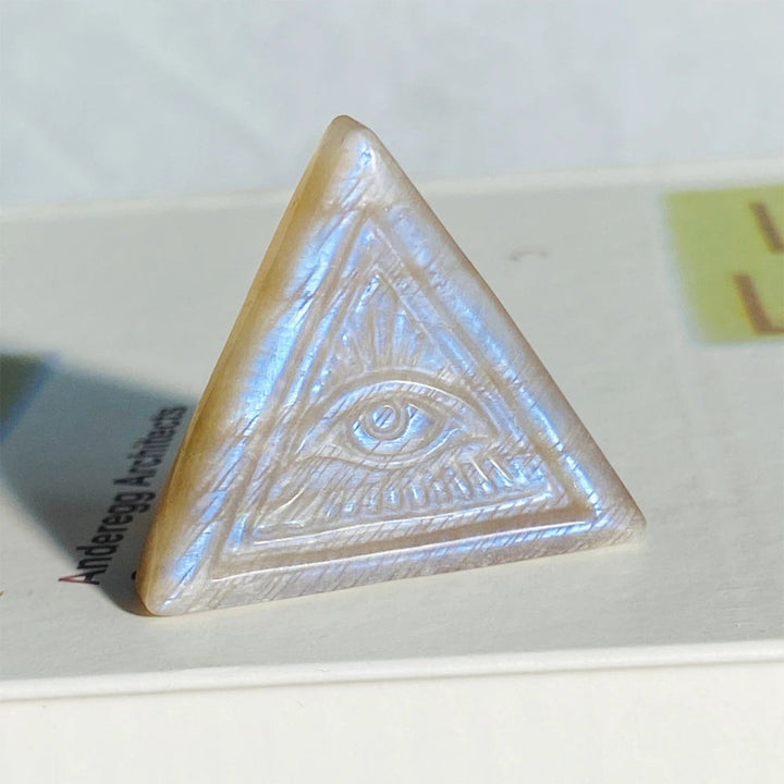 Natural White Moonstone Evil Eye Carving