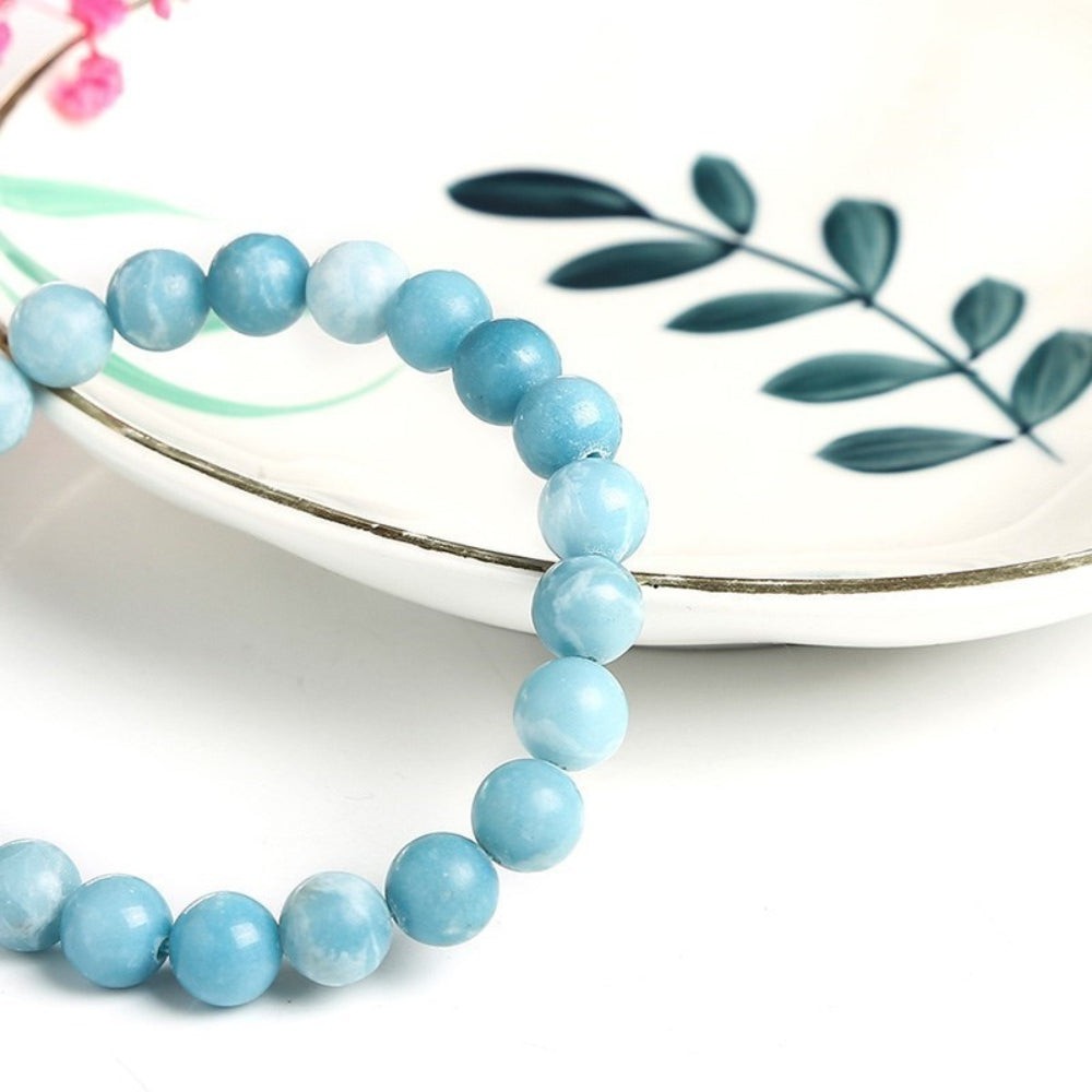 Oceanic Blue Larimar Bead Bracelet