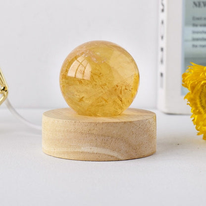 Yellow Calcite Crystal Ball Lamp