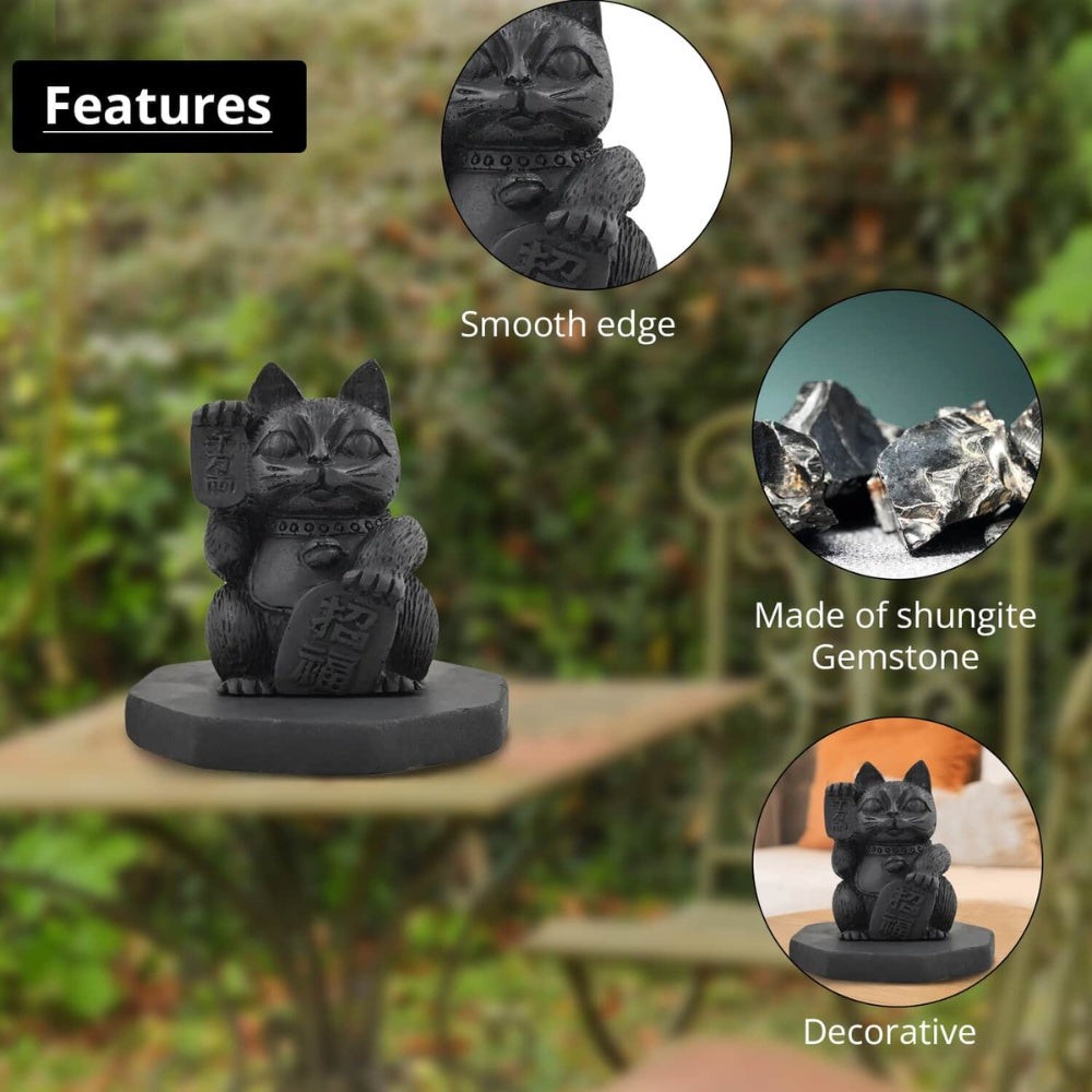 Shungite Stone Maneki Neko Figurine