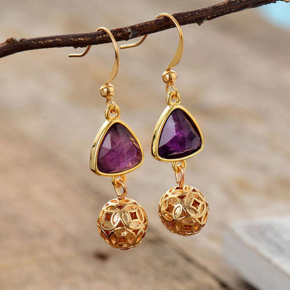 Amethyst Gold Dangle Earrings