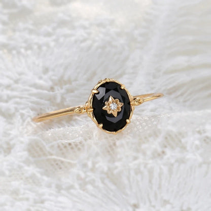 Vintage Black Agate Ring