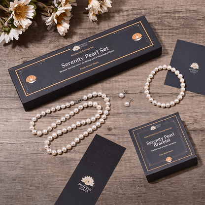 Pearl Necklace & Earrings Set + Bracelet