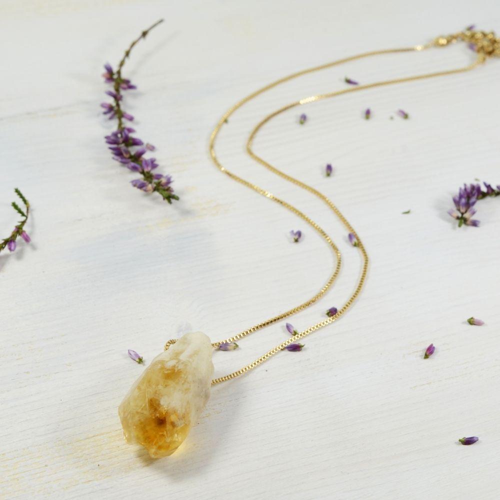 Raw Citrine Crystal Pendant Necklace