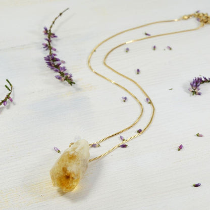 Raw Citrine Crystal Pendant Necklace