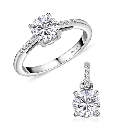 Moissanite Solitaire Ring & Pendant Set – Radiant Elegance for Every Occasion