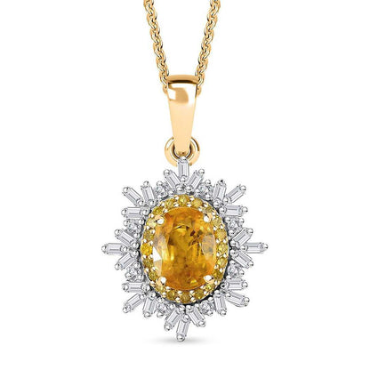 Yellow Sapphire Sunburst Pendant