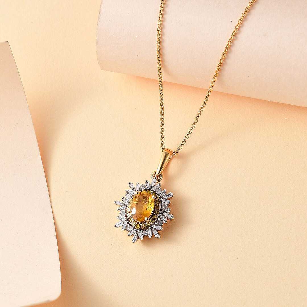 Yellow Sapphire Sunburst Pendant