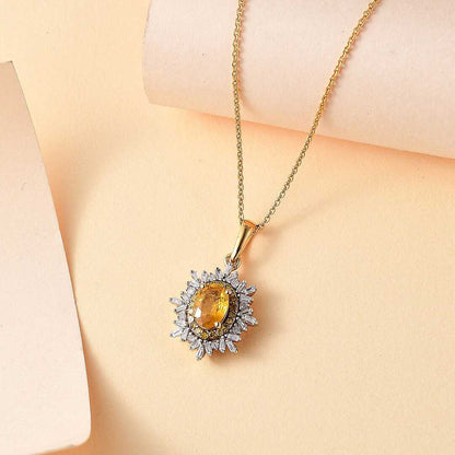 Yellow Sapphire Sunburst Pendant