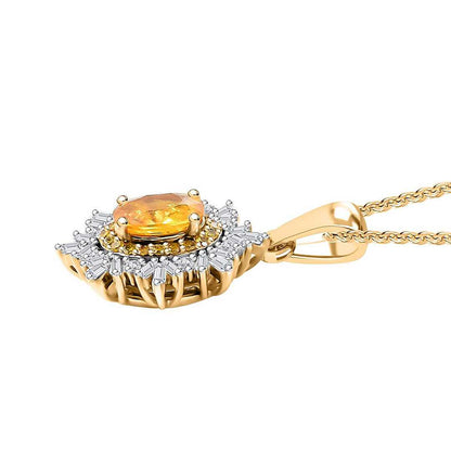 Yellow Sapphire Sunburst Pendant