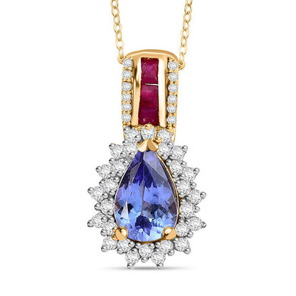 Tanzanite & Multi Gemstone Regal Bloom Pendant