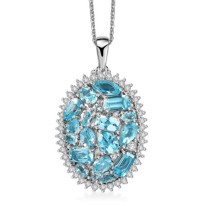 Betroka Blue Apatite and Moissanite Pendant Necklace