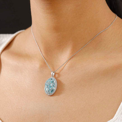 Betroka Blue Apatite and Moissanite Pendant Necklace