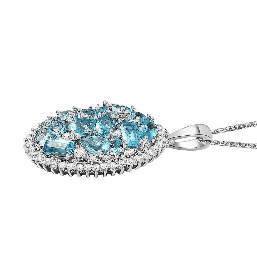Betroka Blue Apatite and Moissanite Pendant Necklace