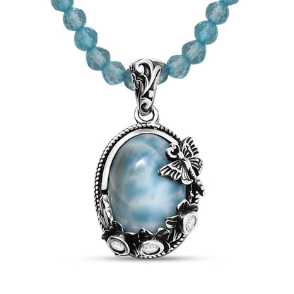 Caribbean Larimar Pendant - Artisan Crafted Stress Relief Talisman