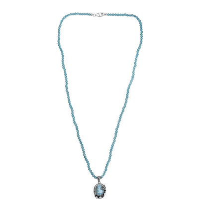 Caribbean Larimar Pendant - Artisan Crafted Stress Relief Talisman