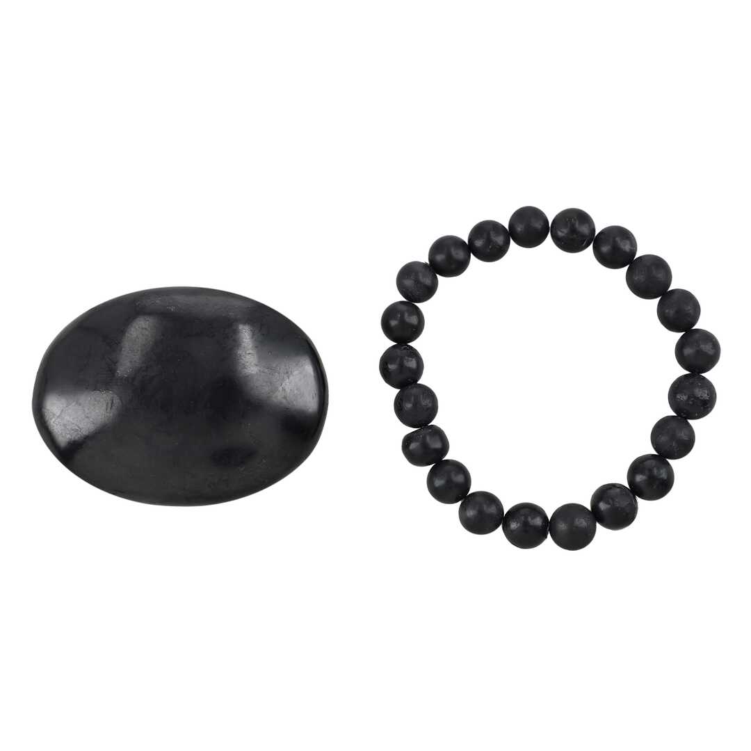 Shungite Stretch Bracelet with Palm Stone