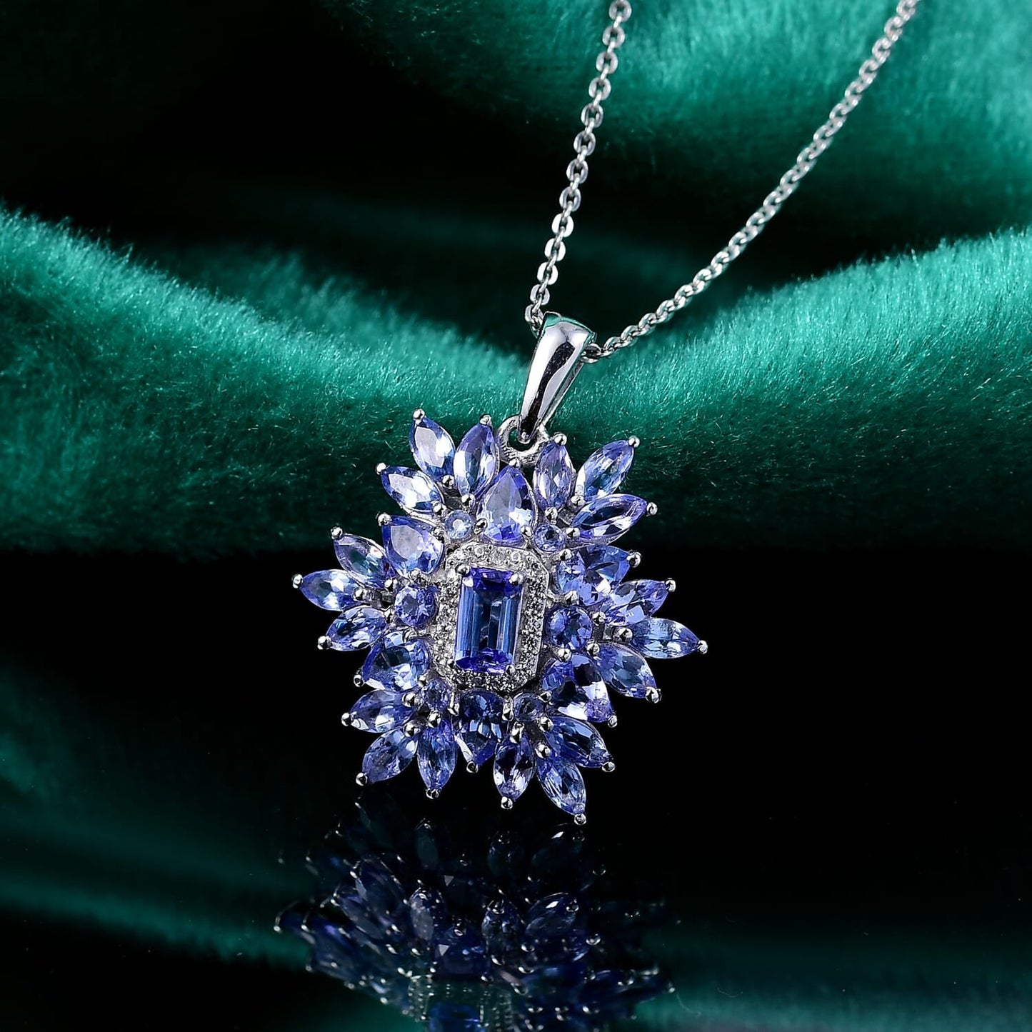 Tanzanite & White Zircon Floral Necklace - A Fresh Burst of Vitality