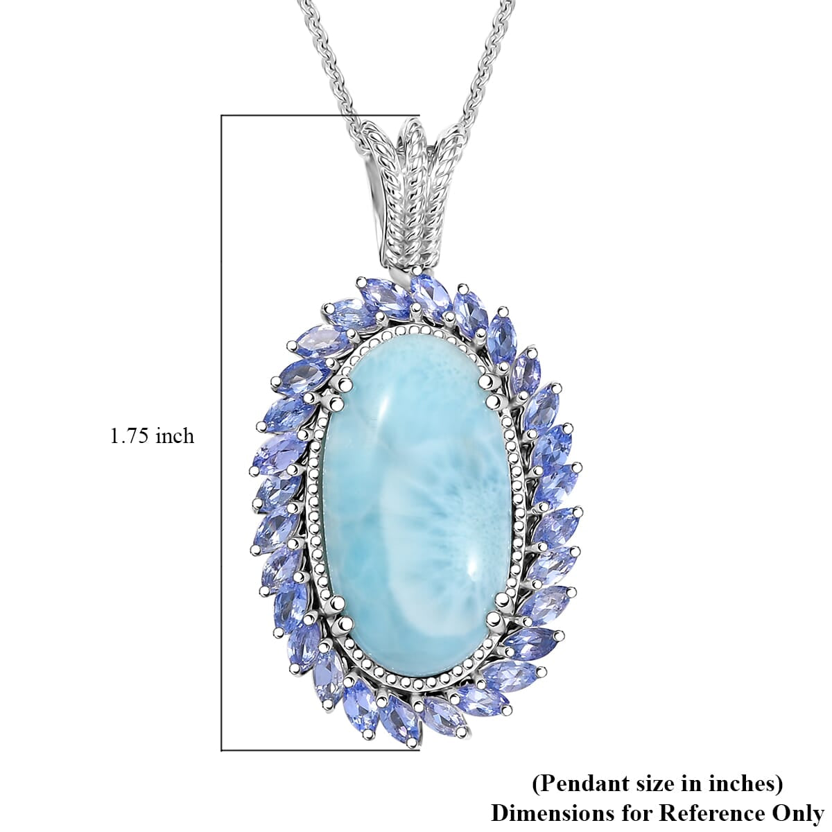 DJOY Larimar & Tanzanite 17.80 ctw Ocean Waves Pendant Necklace – A Symphony of Tranquility and Elegance