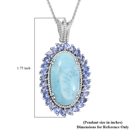 DJOY Larimar & Tanzanite 17.80 ctw Ocean Waves Pendant Necklace – A Symphony of Tranquility and Elegance