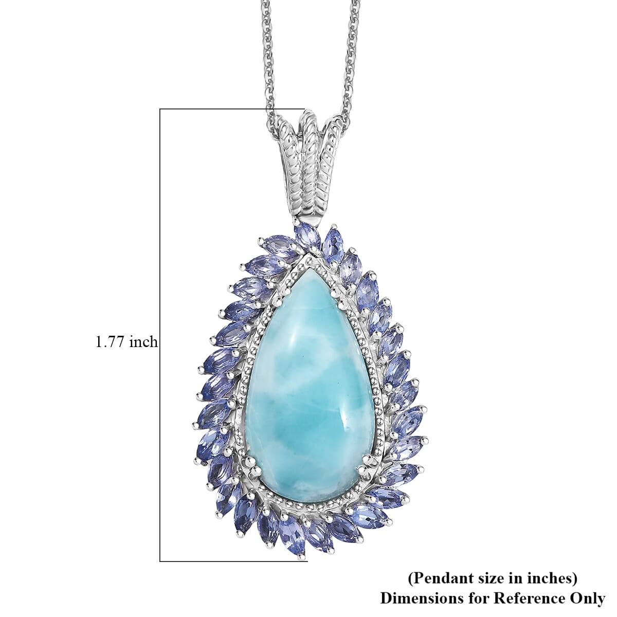 DJOY Larimar & Tanzanite 17.80 ctw Ocean Waves Pendant Necklace – A Symphony of Tranquility and Elegance