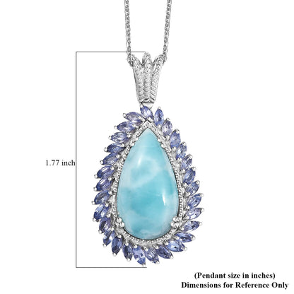 DJOY Larimar & Tanzanite 17.80 ctw Ocean Waves Pendant Necklace – A Symphony of Tranquility and Elegance