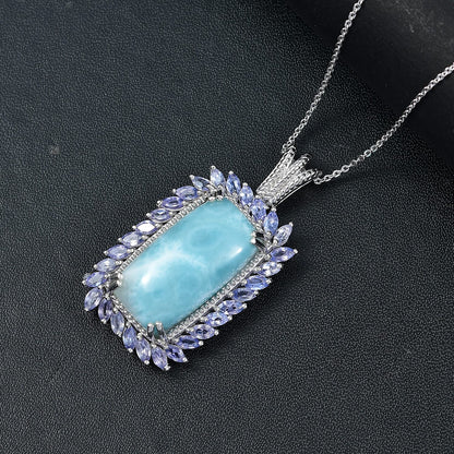 DJOY Larimar & Tanzanite 17.80 ctw Ocean Waves Pendant Necklace – A Symphony of Tranquility and Elegance