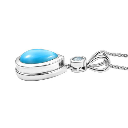 Larimar and Topaz Ocean Tear Pendant Necklace