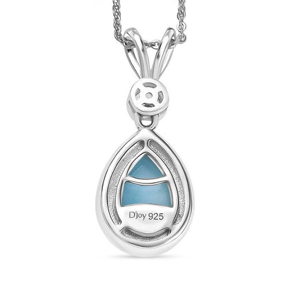 Larimar and Topaz Ocean Tear Pendant Necklace