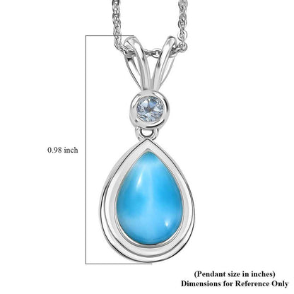 Larimar and Topaz Ocean Tear Pendant Necklace
